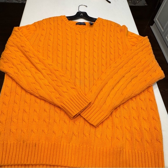 Grant Thomas Men’s Cable Knit Cotton Crew Neck Sweater Orange Sz L Rare - Picture 9 of 11
